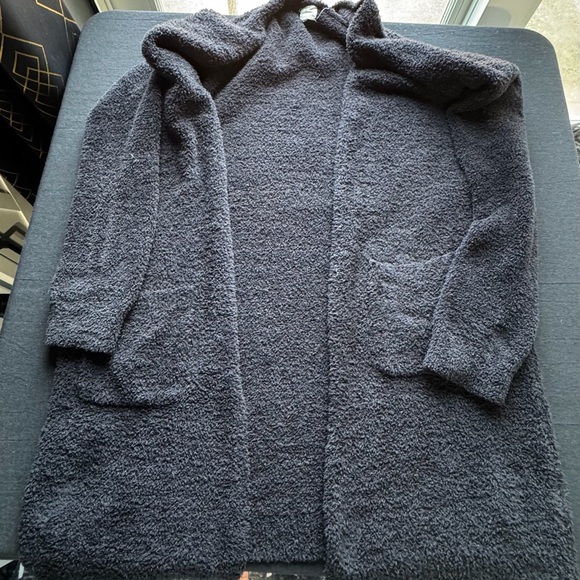 Sweaters - Long Black Fuzzy Duster